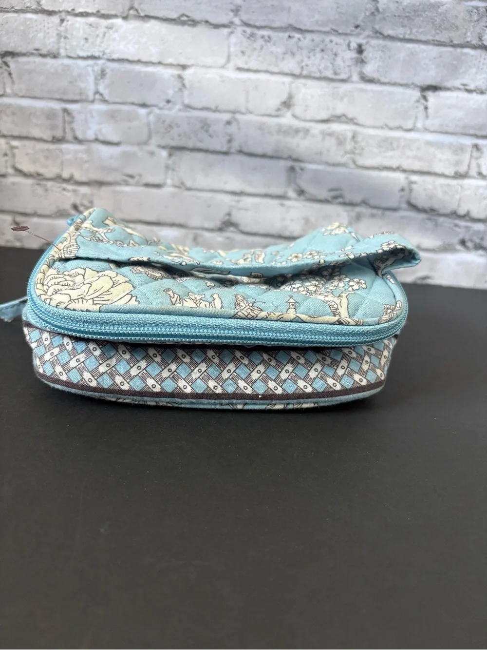 Quilted Floral Cosmetic Pouch/Jewelry Organizer Travel Bag